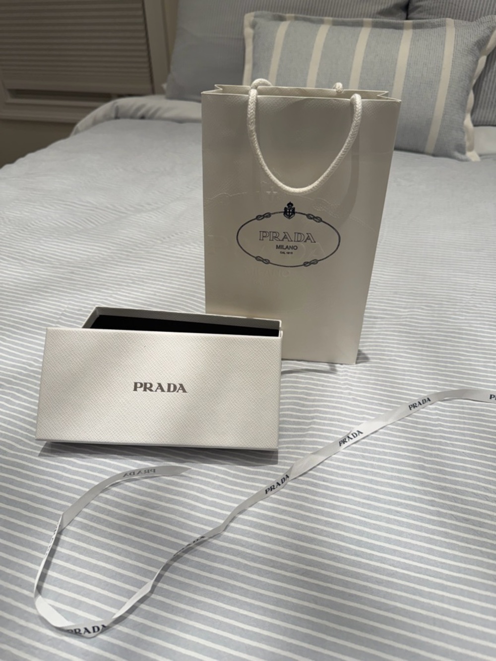Prada White Textured Box with Black Interior
